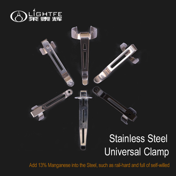 Stainless steel flashlight clip